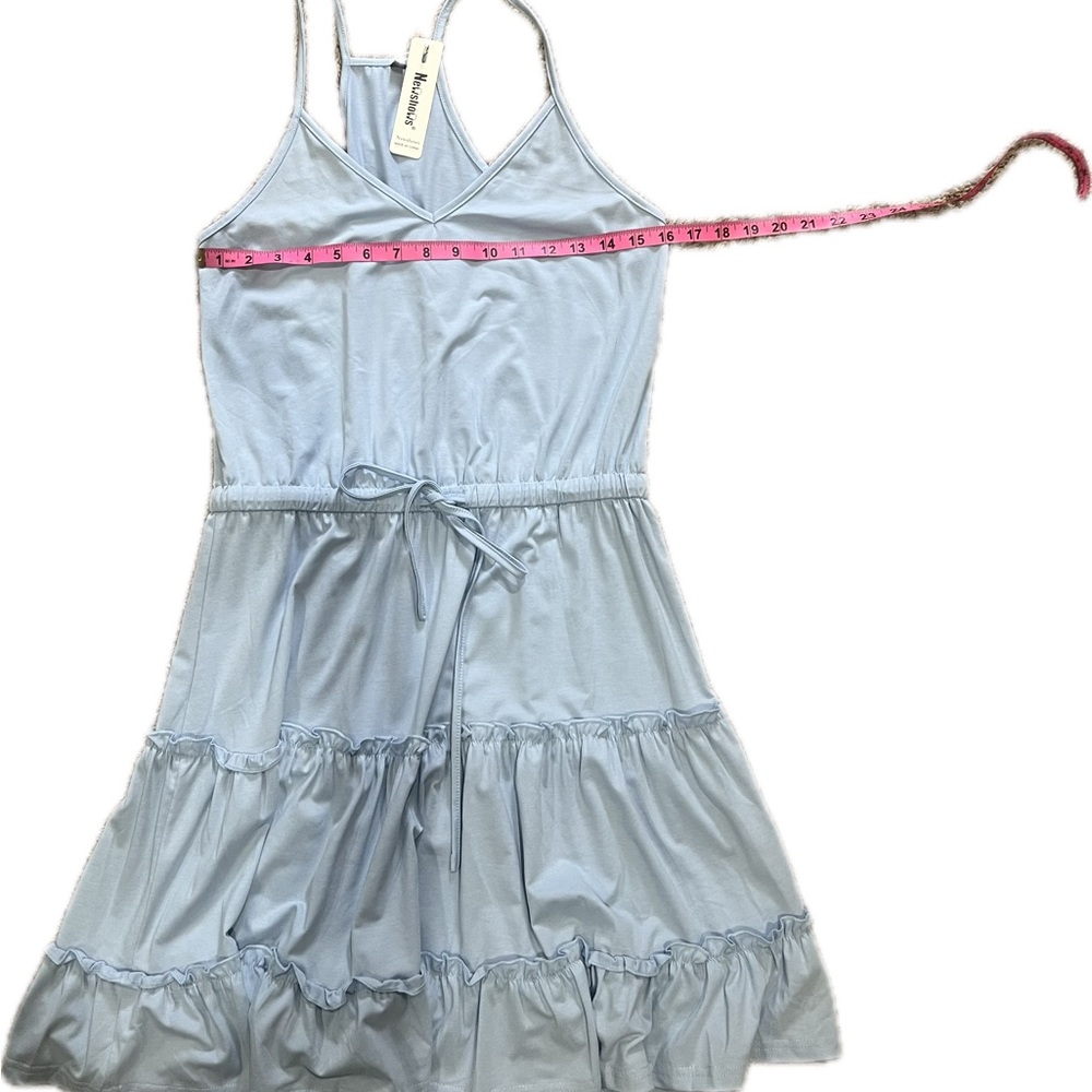 Chic Light Blue Ruffle Dress - Picture 1 of 3